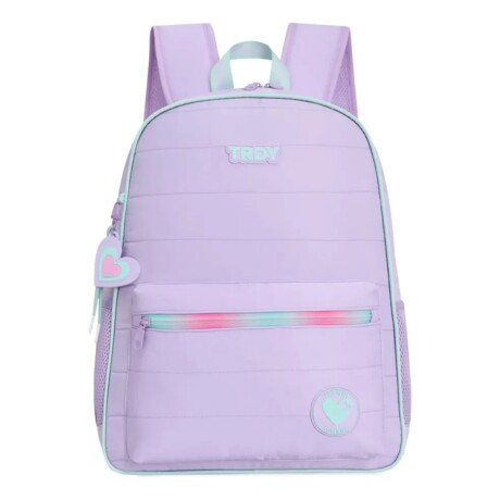 Mochila Trendy Escolar con porta botellas y llavero Lila