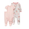 Set Pelele-Enterito- Bodie Flores Rosa Gris Set Pelele-Enterito- Bodie Flores Rosa Gris