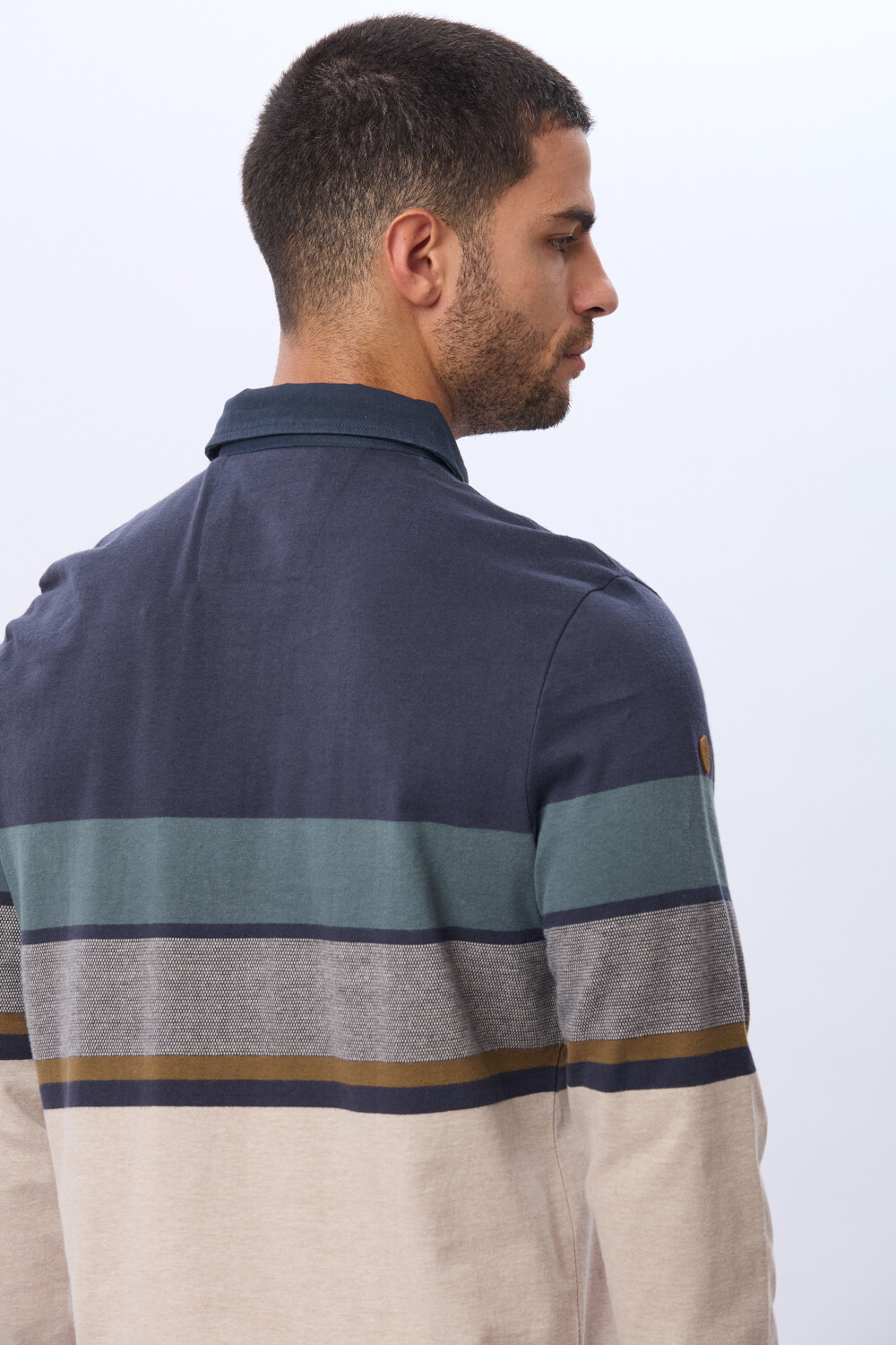 REMERA POLO RAYADA DE ALGODÓN Beige