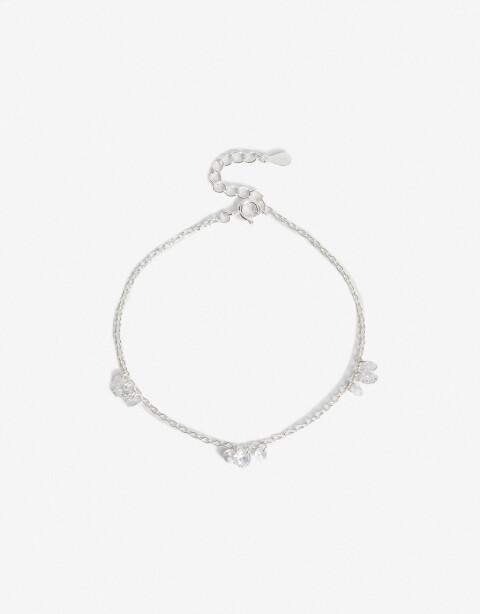 Pulseras Flexibles Strass Pulsera Con Dijes Plata 925 - Plateado