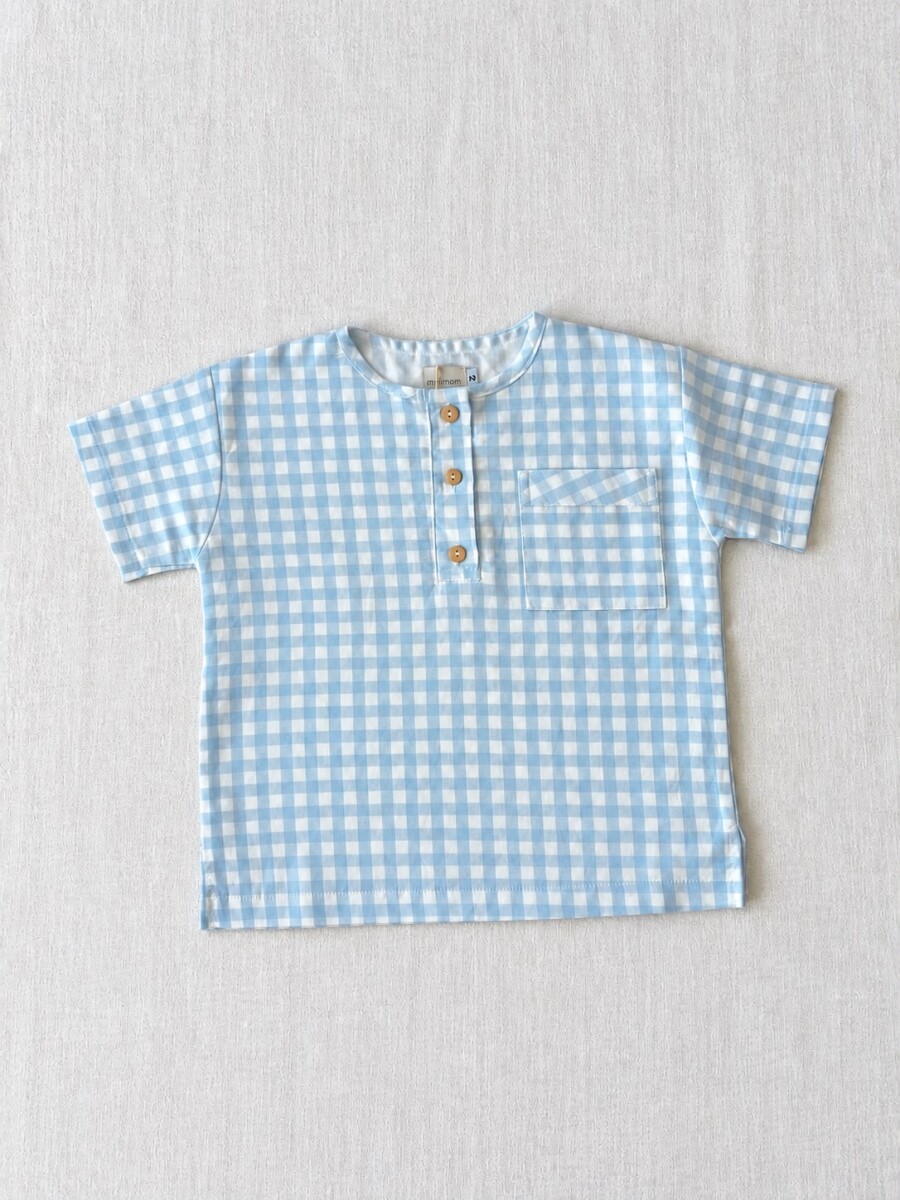Camisa manga corta vichy celeste 