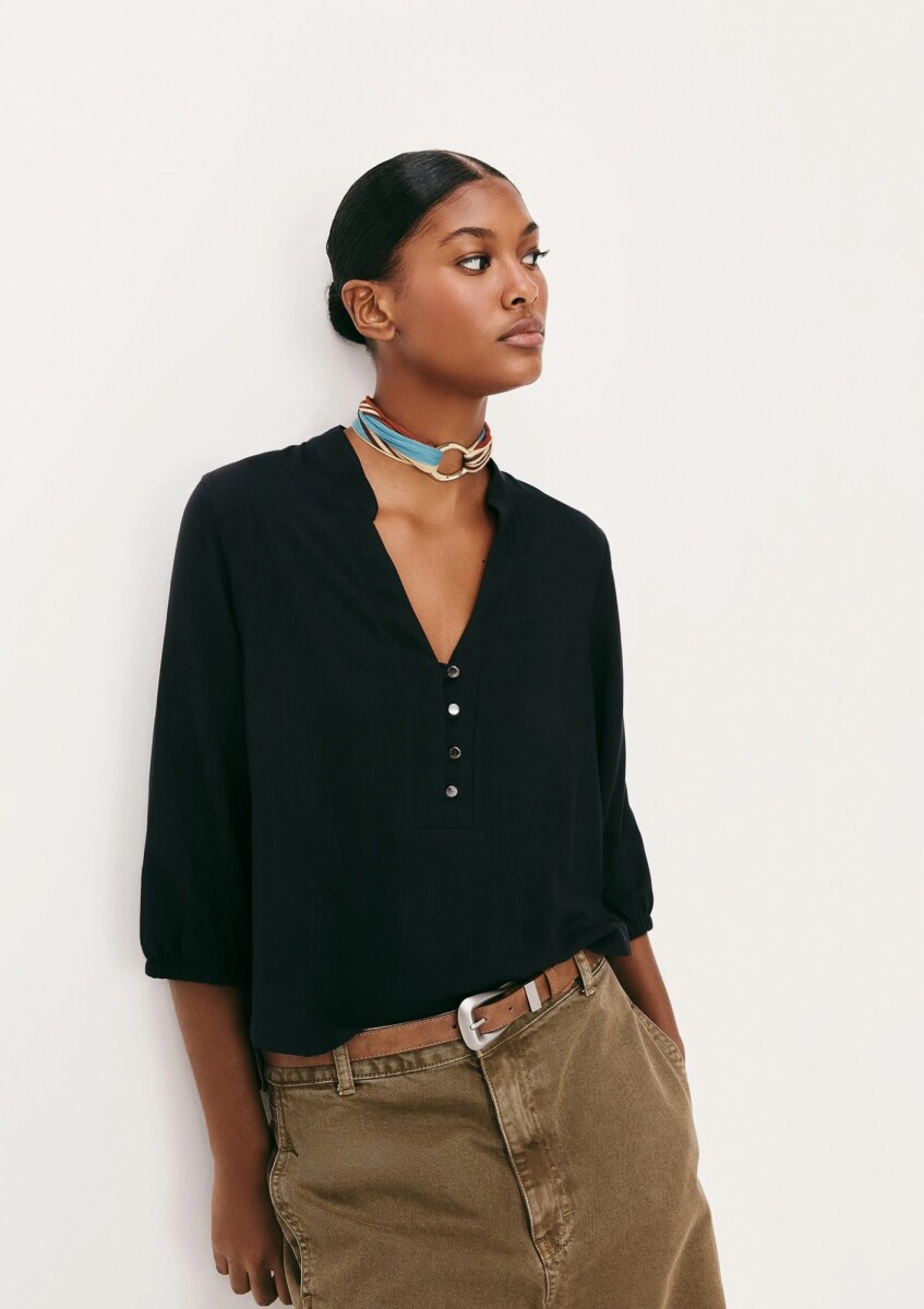 BLUSA MANGA 7/8 - NEGRO 