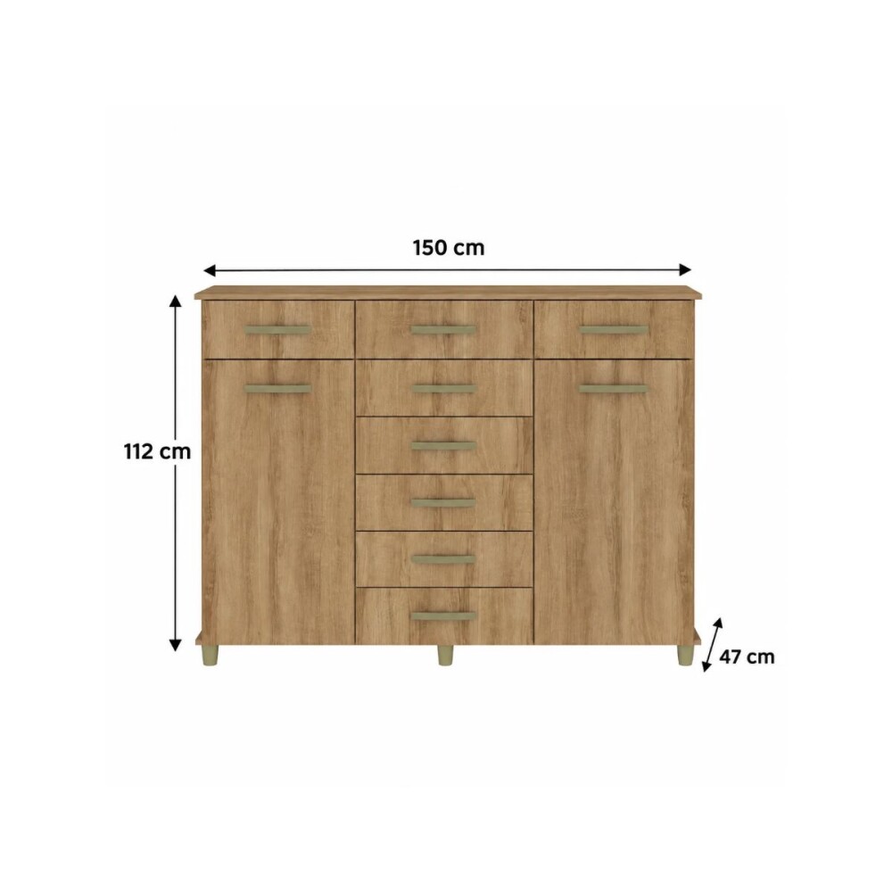 CÓMODA CAJONERA - 8 CAJONES 2 PUERTAS MIEL