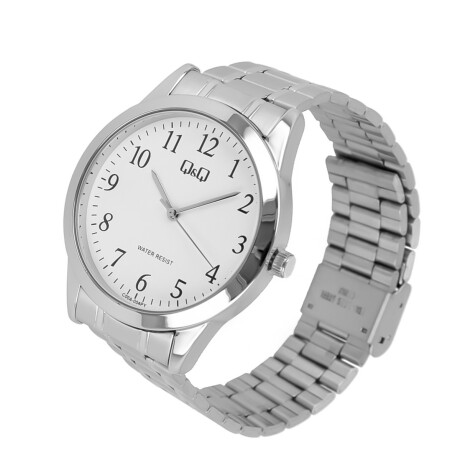 Reloj Q&Q Original Metal Plateado Para Hombre Análogo Blanco