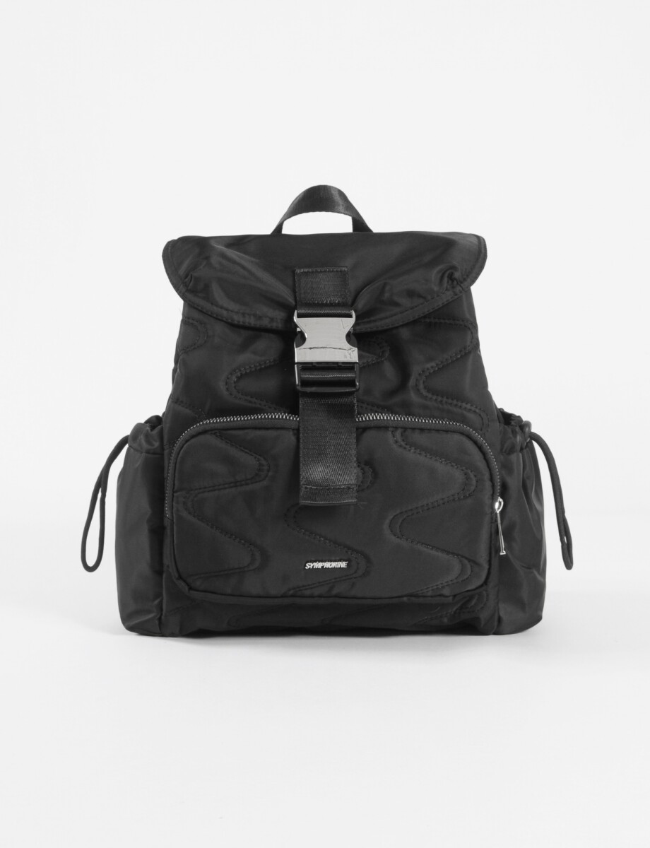 Mochila wavy con bolsillo frontal - negro 