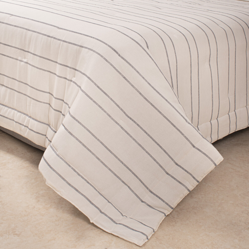 Edredon Col. Naturale Oasis Rayas Espigadas Azules 250 x 240 cm
