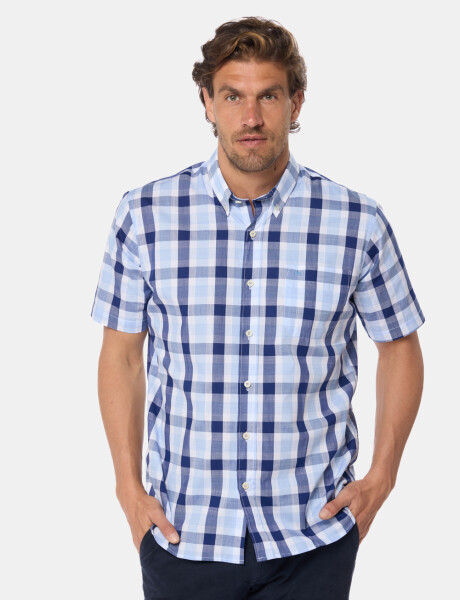 CAMISA A CUADROS Celeste