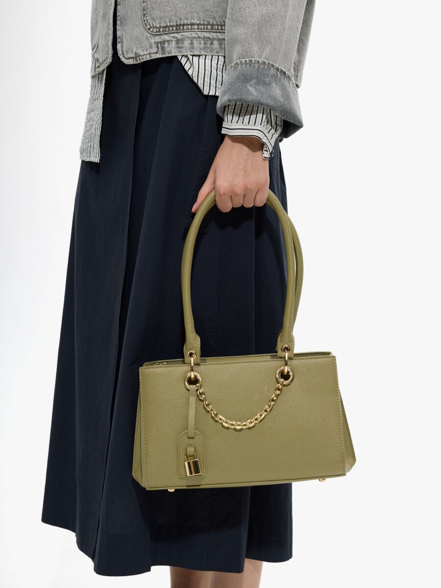 Bolso De Hombro Con Textura Y Pendiente verde