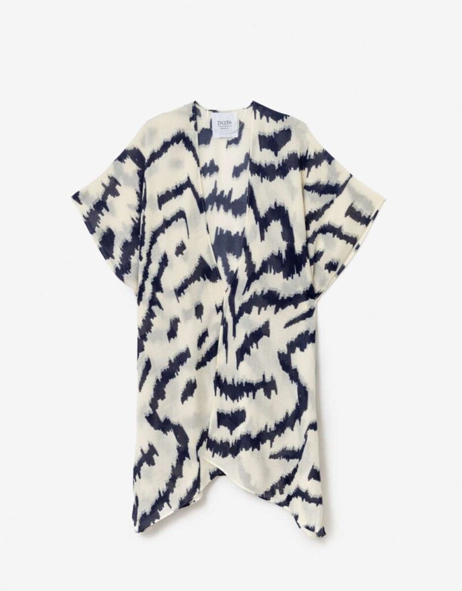 Kimono Estampado Abstracto - Combinacion Bicolor 