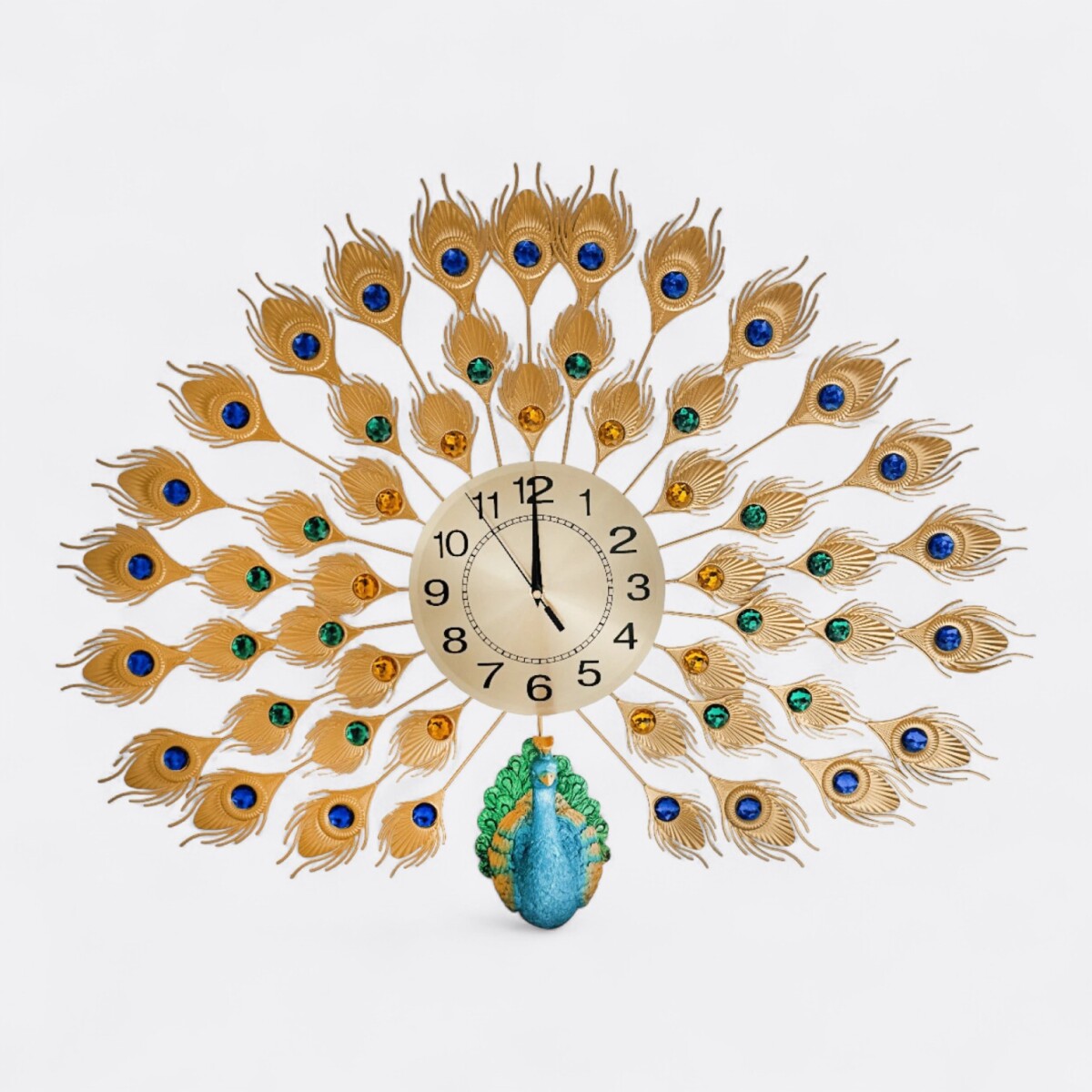 Reloj De Pared Pavo Real Frontal Grande 