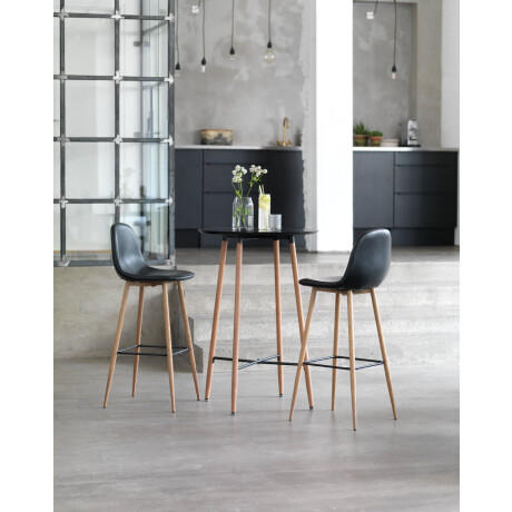 Taburete De Bar Jonstrup Polipiel Negro/Color Roble