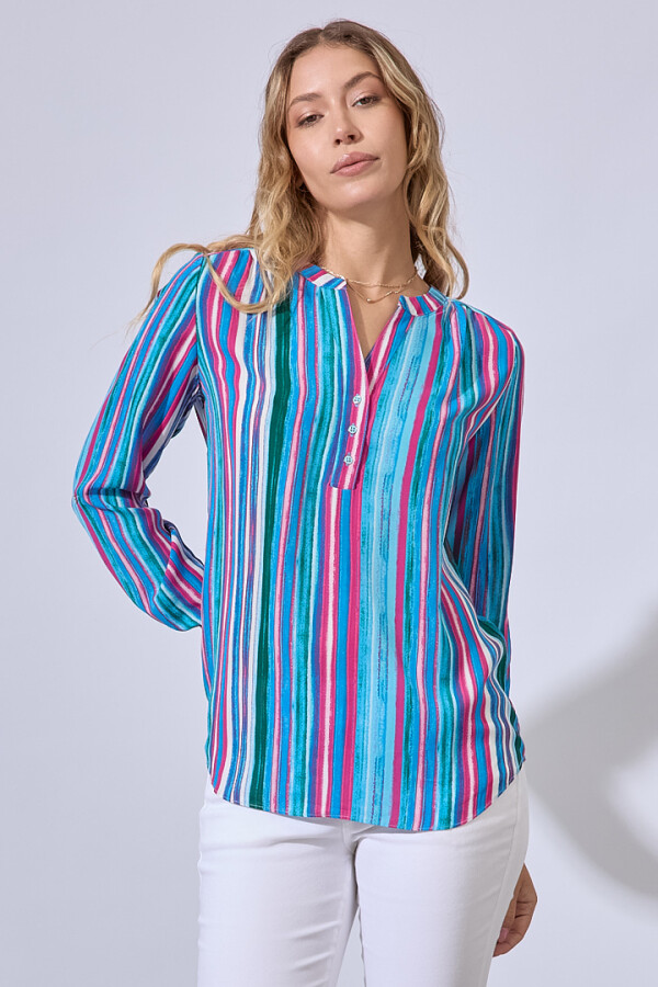 Blusa Botones Printed AZUL/MULTI