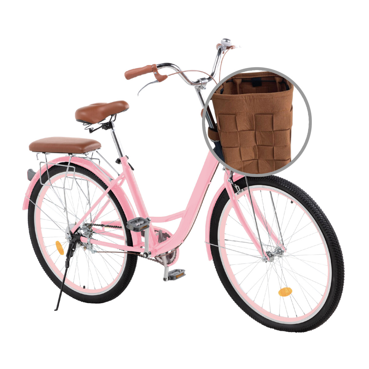 Bicicleta Urbana Rodado 26 con Canasto Vintage - Rosa 