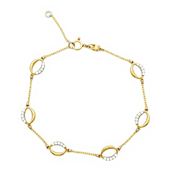 Pulsera Óvalos-Oro bajo-Zirconias-PU8029 conpiedra