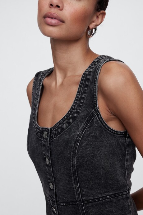 Vestido De Jean Con Botones Mujer Black Wash