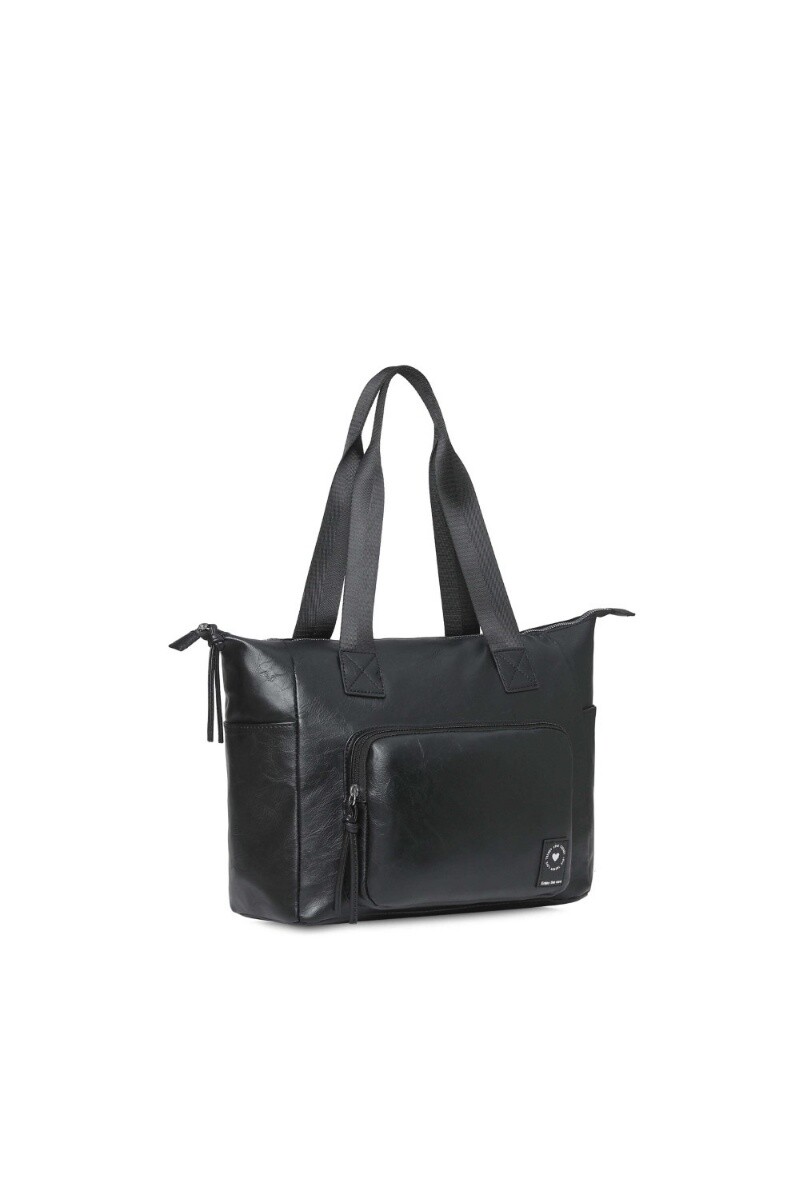 Bolso shopper con bolsillo frontal Negro