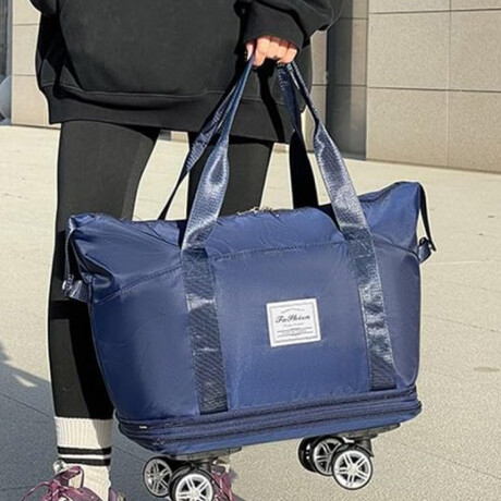 Bolsa Plegable Con Rueditas Para Viaje Azul