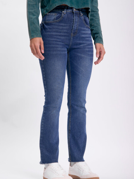 Pantalón jean cropped flare Azul