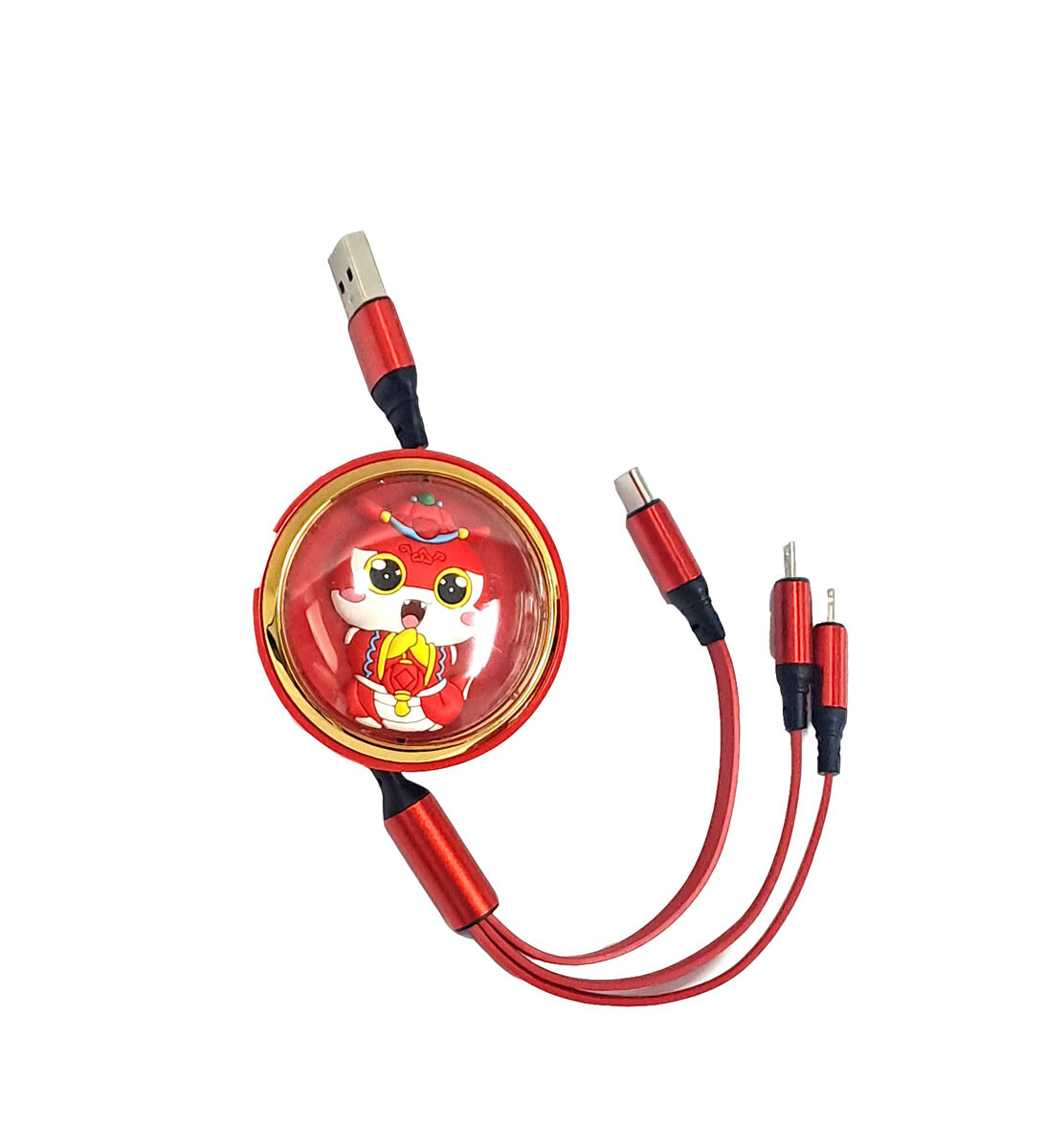 ACCESORIO INTERIOR - CABLE CARGA USB 3 EN 1 EXTENSIBLE LARGO 1.20M - 