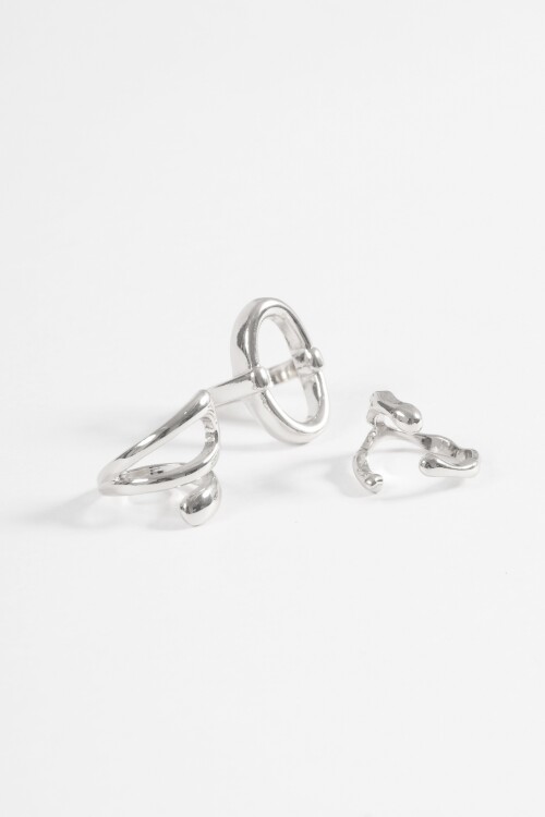 Set de 3 anillos bold plateado