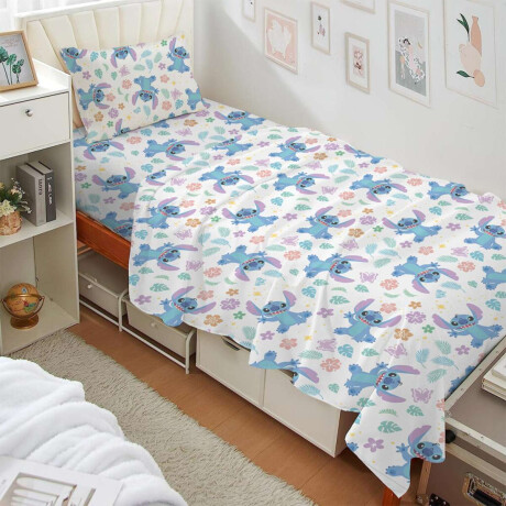 Juego de sábanas infantil 130 hilos 1 plaza 100% algodón Stitch