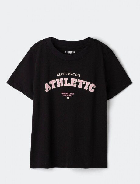 CAMISETA BÁSICA INFANTIL CON ESTAMPA NEGRO