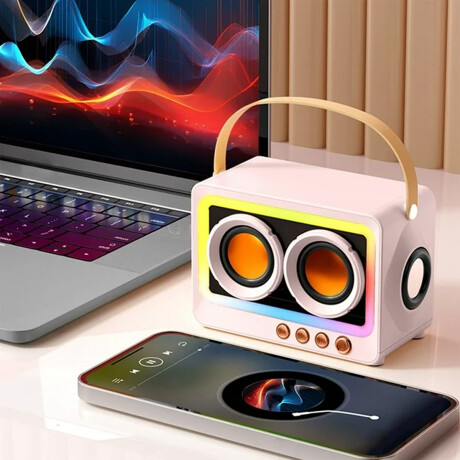 Parlante portátil Bluetooth con luces LED Rosa