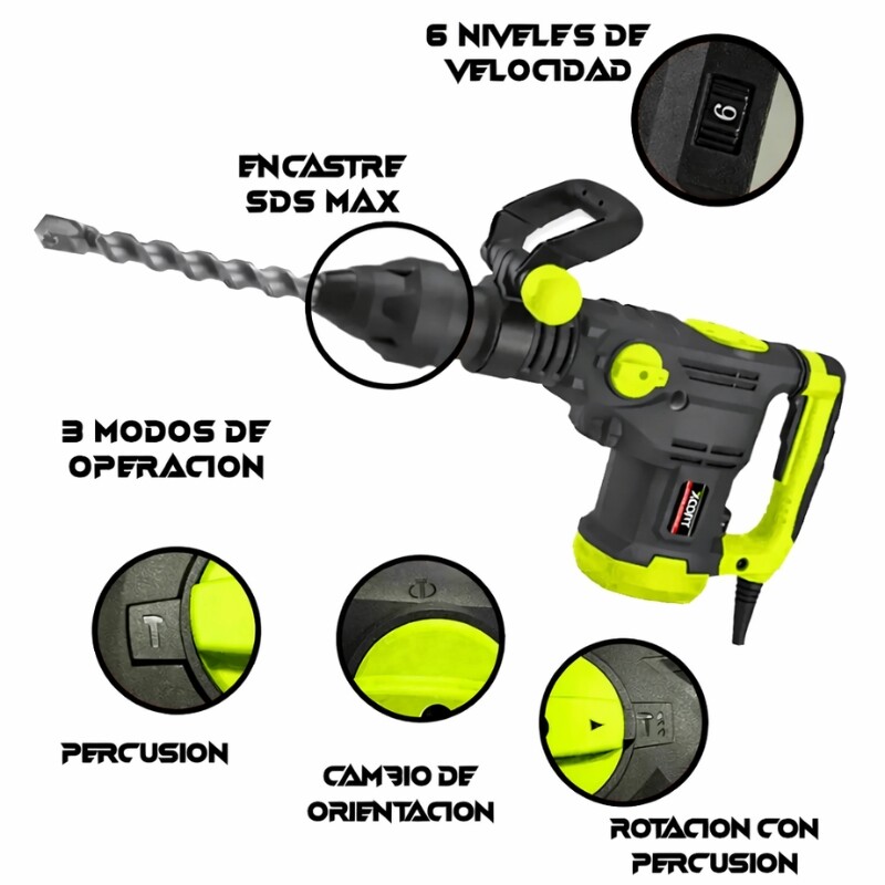 XCORT ROTOMARTILLO INDUSTRIAL SDS-MAX 50 MM 1800W - 25 JOULES Xcort Rotomartillo Industrial Sds-max 50 Mm 1800w - 25 Joules