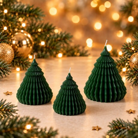 Vela Navideña Pino Acanalado - Verde 12cm Vela Navideña Pino Acanalado - Verde 12cm
