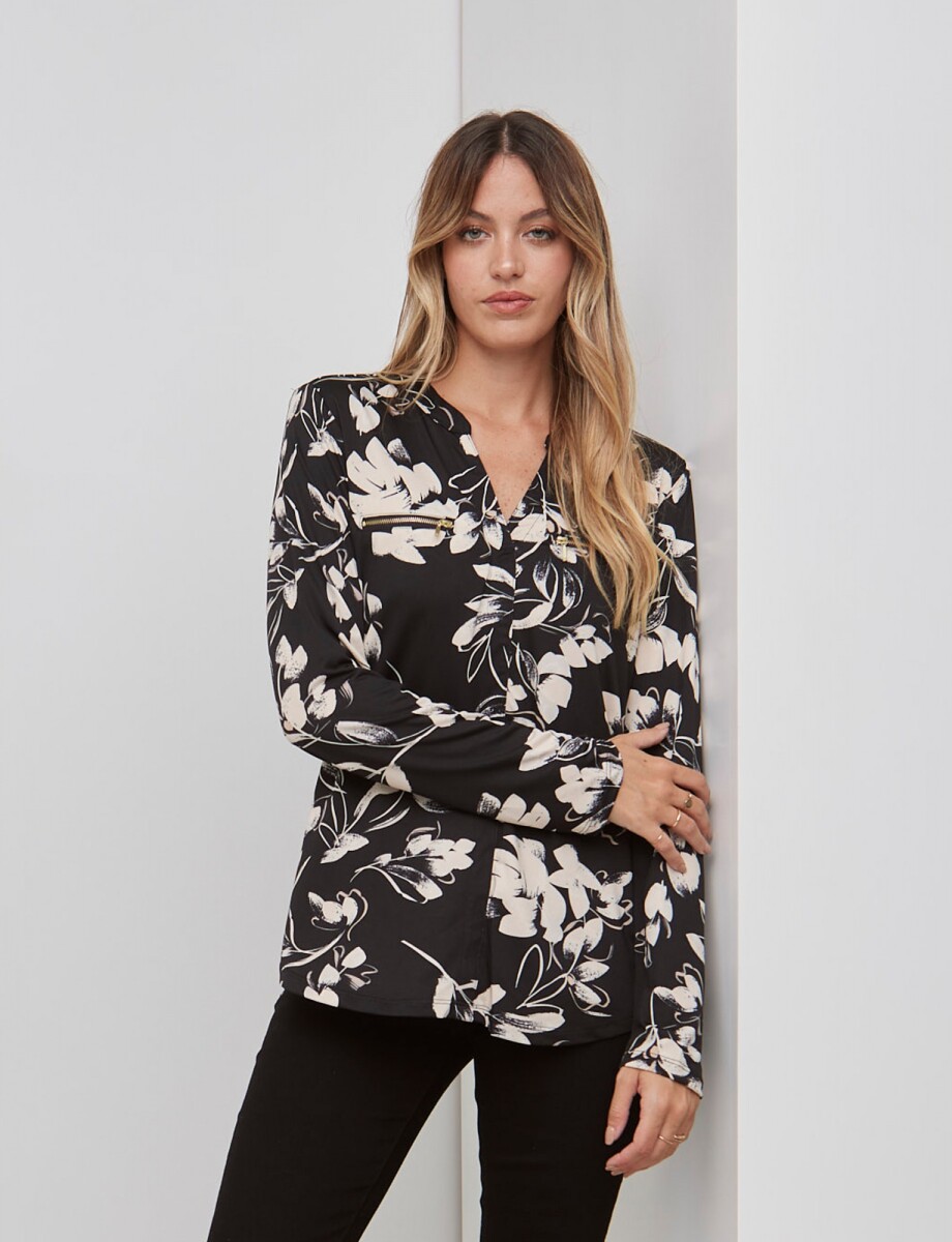 Blusa Zips - Negro/blanco 