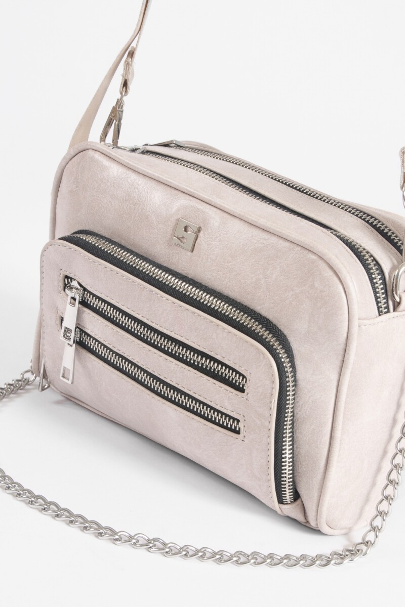 Bandolera doble cierre beige