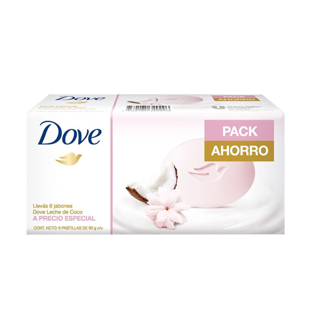 Jabón DOVE Pack Ahorro 6x5 Unidades 90grs - Leche de Coco 