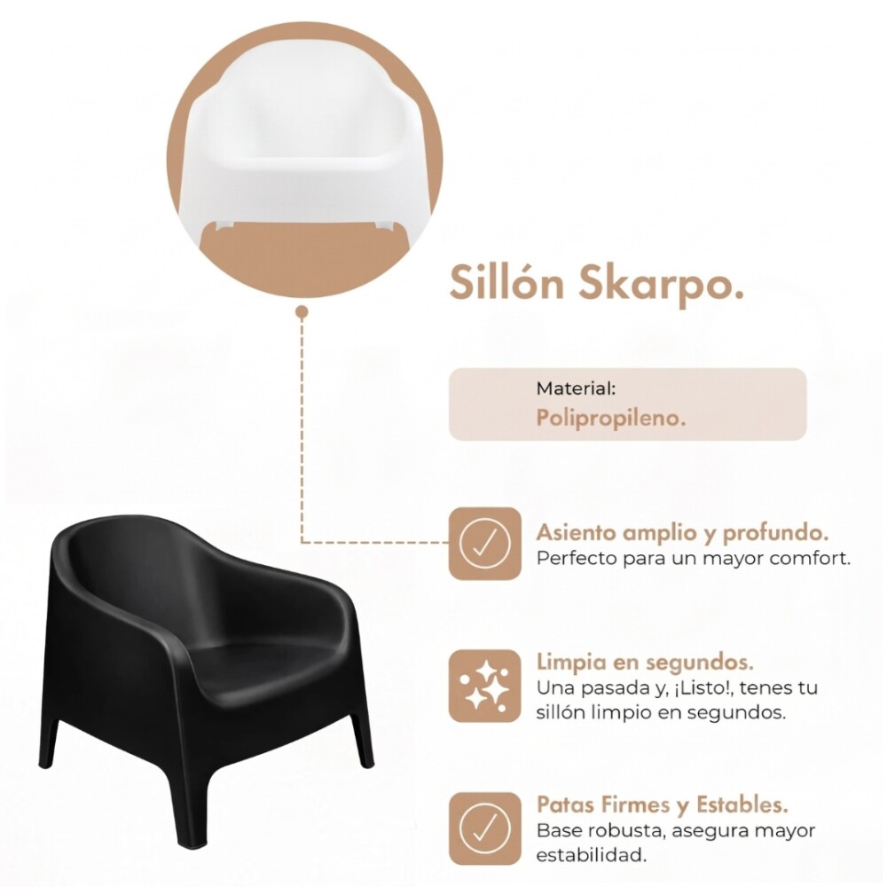 Juego De Jardín Skarpo - 2 Sillas + Mesa Master Apilables Negro
