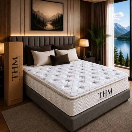 Sommier King Cama + Colchon HAMPTONS Hybrid Rhenium Gris