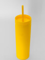 Vaso Con Tapa + Sorbito Beverly Alto Amarillo