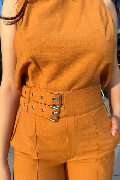 Conjunto de pantalon y blusa Aurora Mostaza