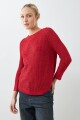 Sweater cinta con ruedo curvo rojo