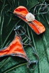 Flower Bikini Naranja Con Turquesa