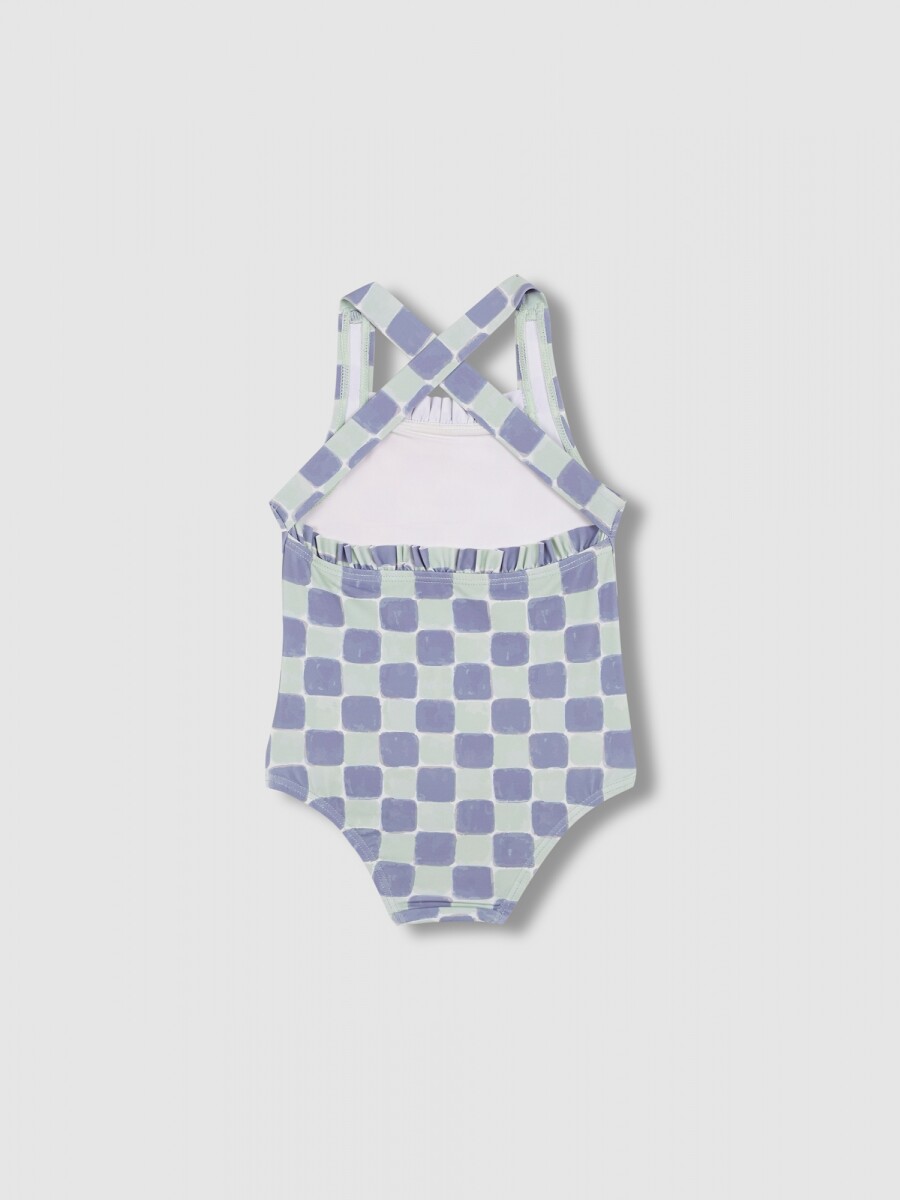 Bañador Estampado De Cuadros Piedra