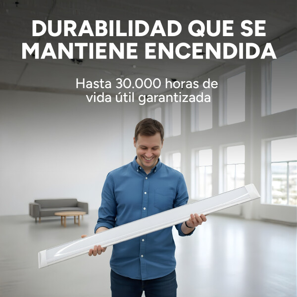 Tubo Luz Led Fría 40W 120Cm Artefacto Para Pared Techo Variante Blanca