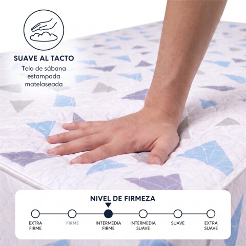 Sommier y Colchón 1 Plaza y Media AZURITA - Espuma Alta Densidad Reversible - Soporta hasta 120 kg Sommier y Colchón 1 Plaza y Media AZURITA - Espuma Alta Densidad Reversible - Soporta hasta 120 kg