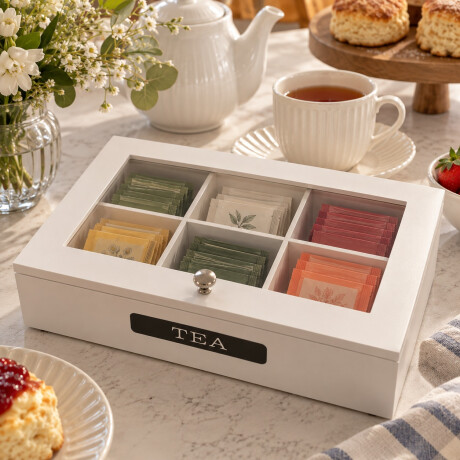 Caja para Sobres de Te con 6 Divisiones 24x17xh7cm Caja para Sobres de Te con 6 Divisiones 24x17xh7cm