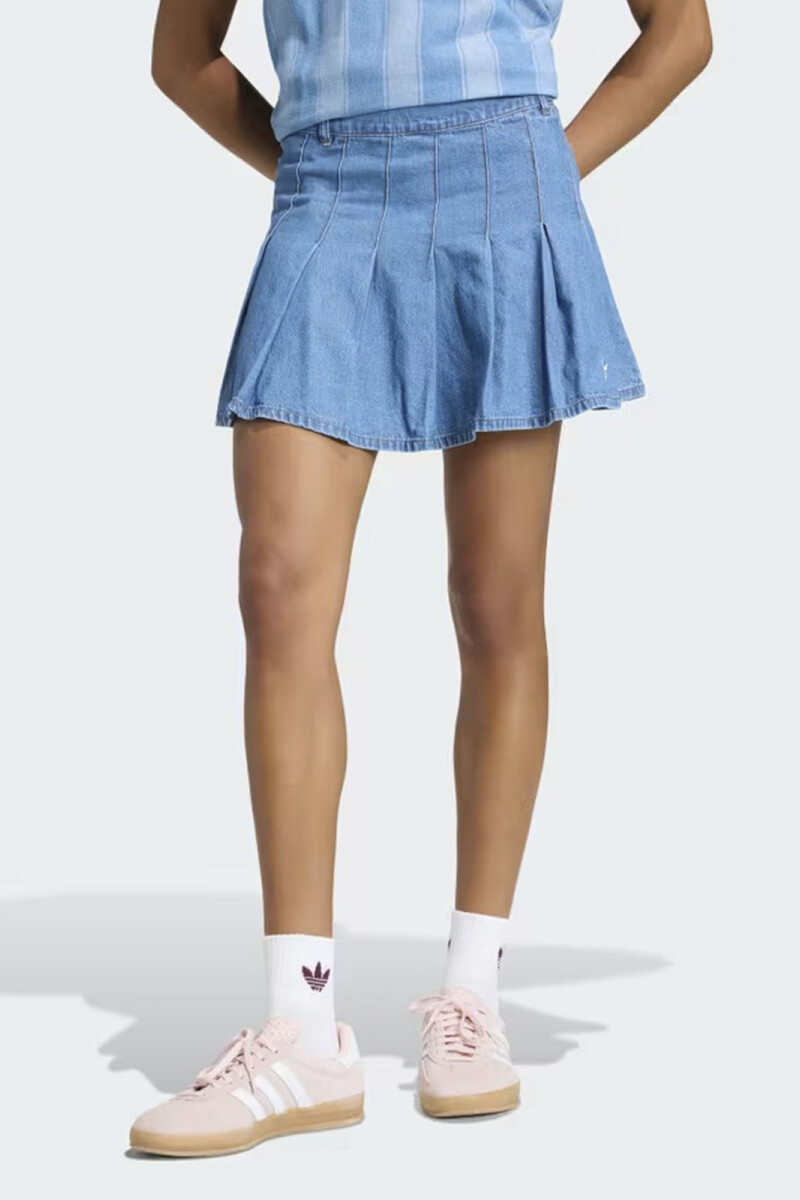 FALDA PLISADA DE TEJIDO DENIM Denim