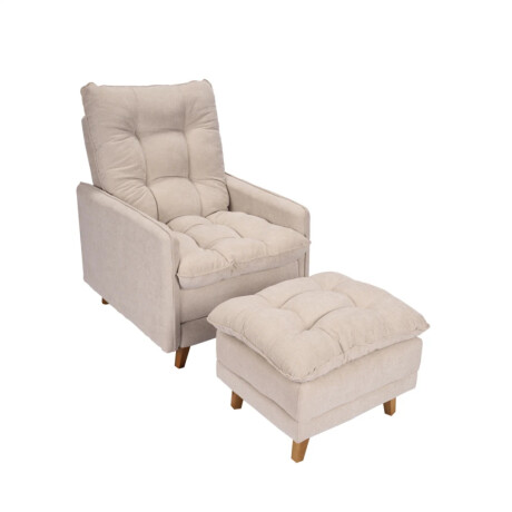Combo Rustico Poltrona Reclinable + Puff Montreal Beige
