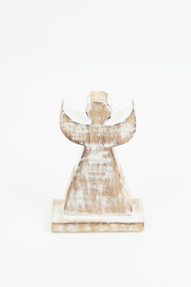Deco Navidad ángel De Madera Con Base - Color Unico 