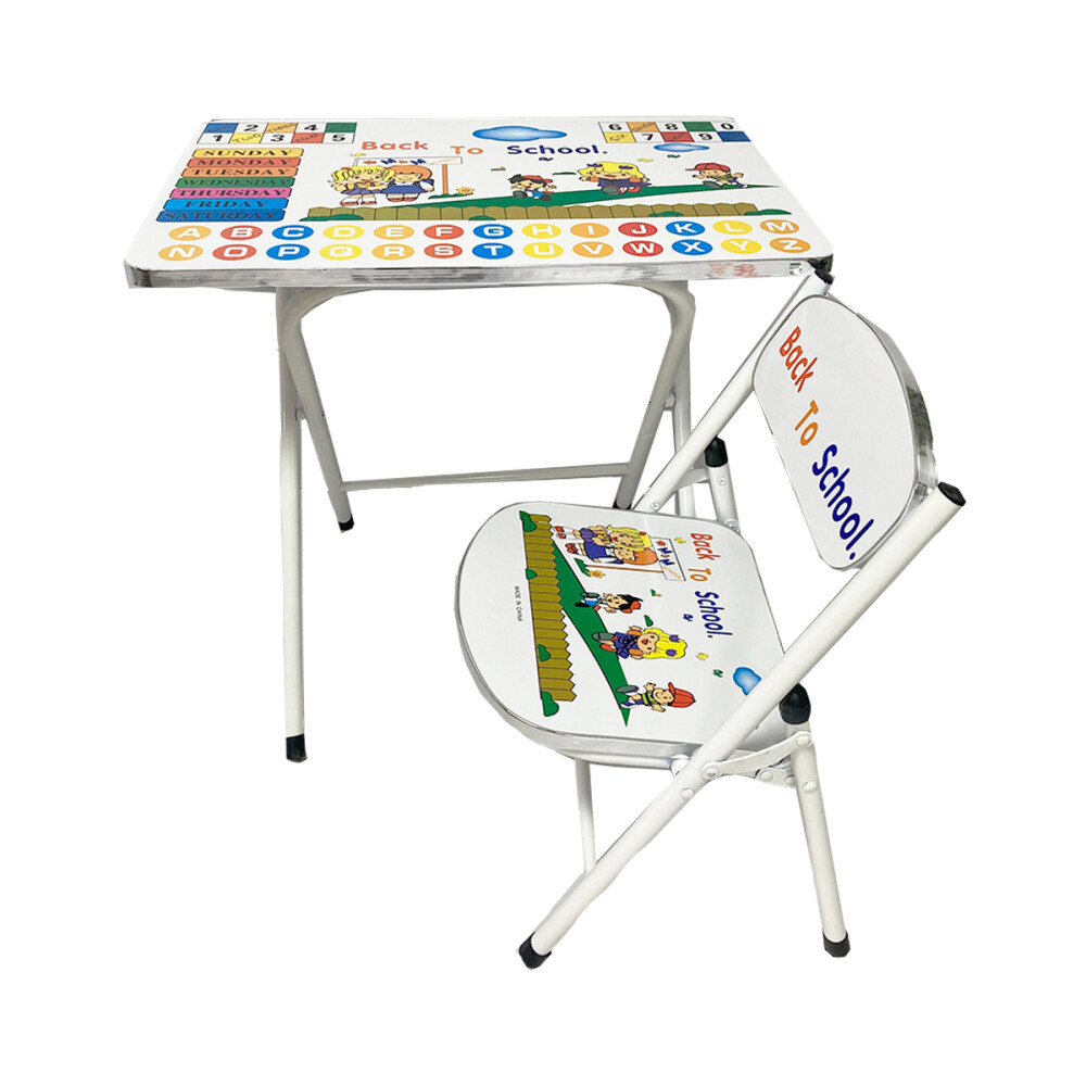 Escritorio Infantil Con Silla Plegable Blanco