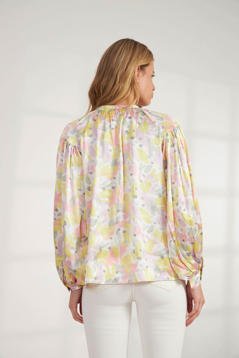 Blusa estampada manga ballon satinada lima