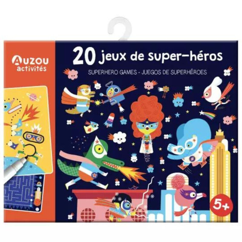 20 láminas con juegos variados - super heroes - Auzou 20 Láminas Con Juegos Variados - Super Heroes - Auzou