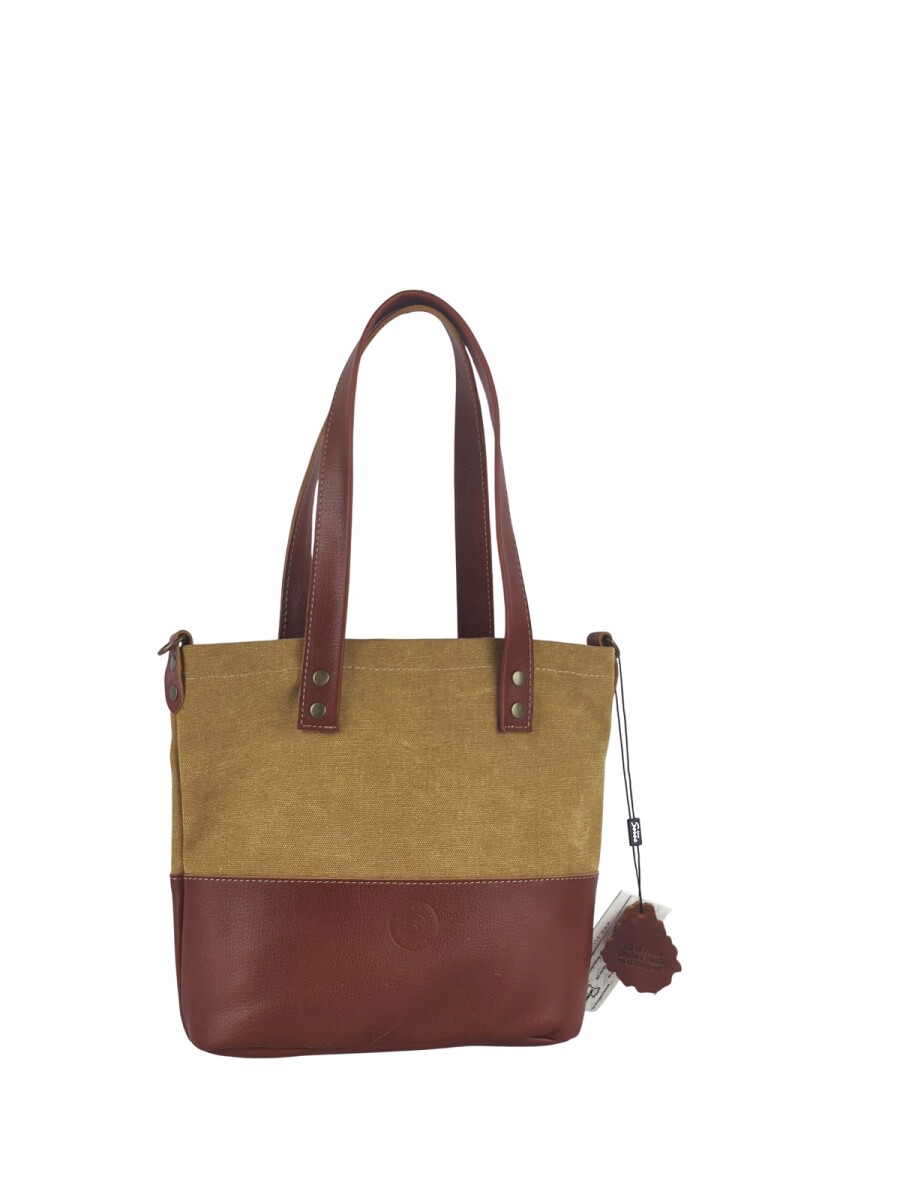 Bolso matero en lona y cuero - camel 