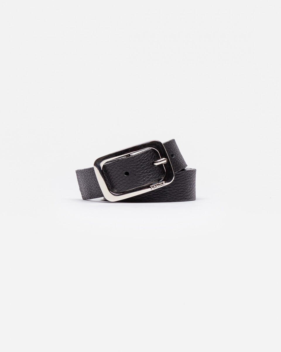 Cinturon Santorini En Cuero Graneado - Negro 